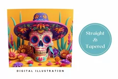 3D Sugar Skull Tumbler Wrap, 3D Flowers Tumbler Template Product Image 3