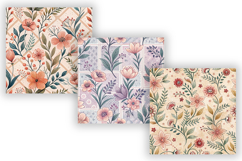 Folk Floral Seamless Patterns Bundle, Pastel Decorative Folk Product Image 3