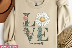 Love Yourself PNG, Retro Motivation Sublimation PNG Product Image 3