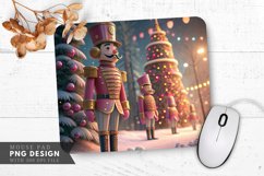 Festive Nutcracker Soldier in Pastel Pink and Gold Mouse Pad Product Image 1
