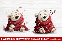 Whimsical Cozy Winter Animals Clipart | Cute Snowy Forest Product Image 1