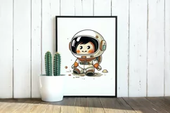 cute baby astronaut clipart svg, watercolor astronaut png Product Image 3