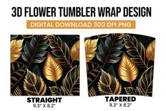 Golden and black 3d leaves tumbler wrap Product Image 3