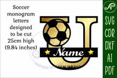 Football or Soccer Capital Monogram Letter U SVG Product Image 3