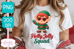 Holly Jolly PNG design, Cute Christmas elf sublimation Product Image 4