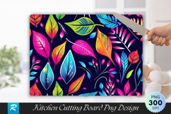 Neon Leaves Cutting Board Sublimation Design Product Image 1