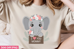 I love you Mommy PNG ,Cute Animals Mothers Day Clipart PNG Product Image 3