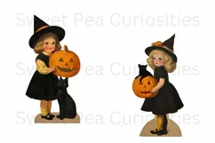 Halloween, Vintage, Cardboard, Girls, Ephemera, PNG, Clipart Product Image 2
