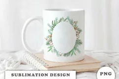 Watercolor Christmas Floral Frame png Product Image 3