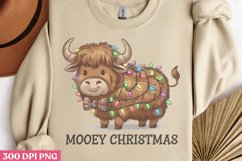 Mooey Christmas PNG, Highland Cow Sublimation PNG Product Image 3