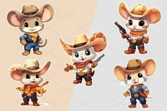 20 cute Cowboy Mouse, Sticker, Clipart Ornaments, PNG Product Image 3