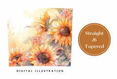 Watercolor Flowers Tumbler, Sunlowers Sublimation Designs Product Image 3