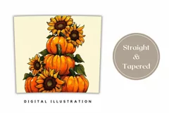 Watercolor Pumpkins Tumbler Design, Fall Sunflowers Tumbler Product Image 3
