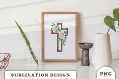 Watercolor Floral cross sublimation Png Product Image 3