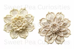 Crochet, Lace, Cluster, Ephemera, PNG, Flower, Clipart Product Image 3