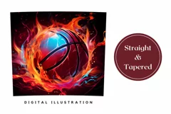 Fire Basketball Ball Tumbler Wrap, Basketball Sublimation Product Image 3