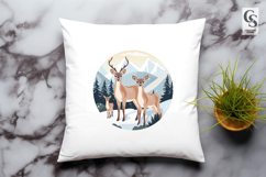 Winter Deer Family Clipart Sublimation PNG Product Image 3