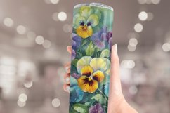 Pansies Tumbler Sublimation | Watercolor Seamless Wrap Product Image 3