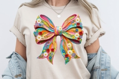 Summer Brushstroke Bow PNG, Floral Coquette Sublimation Product Image 3