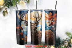 Raindeer Stained Glass Tumbler Wrap Sublimation Designs Product Image 3