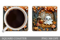 Cute Ghost Coaster Design. Halloween Sublimation Product Image 1