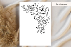 Hand Drawn Peonies Floral Corner SVG Product Image 3