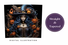 3D Halloween Witch Tumbler Wrap, 3D Halloween PNG Product Image 3