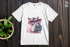 Cool Hippo Sunglasses Clipart PNG Product Image 3