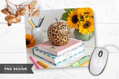 Leopard Print Apple Sunflowers and Pencils Mouse Pad PNG Product Image 1