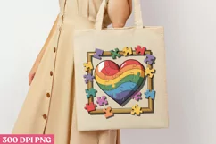 Rainbow Heart Autism PNG, Autism Sublimation PNG Product Image 1