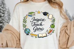 Inspire Teach Grow PNG, Teacher Appreciation Sublimation Des Product Image 2