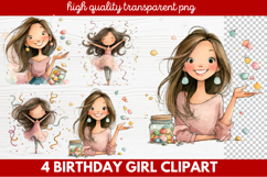 Birthday Girl Clipart | Cute Celebration PNG Illustration Se Product Image 1