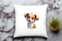 Cute Puppy With Collar Charm Clipart Sublimation PNG Product Image 3