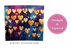 Golden Love Hearts Tumbler Sublimation, Valentine's Day PNG Product Image 3