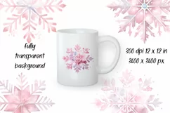 Pink snowflake Watercolor snowflakes clipart PNG clipart Product Image 3