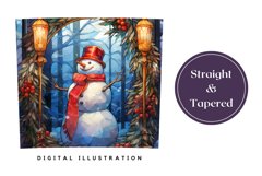 Stained Glass Snowman Tumbler Wrap Design, Christmas Tumbler Product Image 3