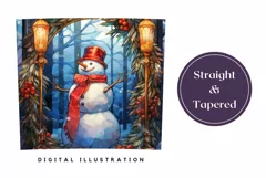 Stained Glass Snowman Tumbler Wrap Design, Christmas Tumbler Product Image 3