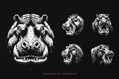 10 Bundle Dark Art Hippopotamus Animal Hippo Beast Safari Product Image 5