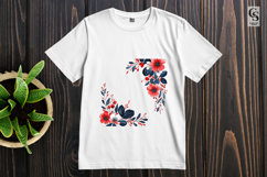 Patriotic Floral Frame Clipart Sublimation PNG Product Image 3