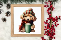 Christmas Dog And Coffee Clipart, Christmas Clipart Product Image 3