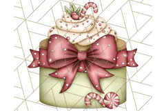 Christmas Cake Clipart PNG, Cottagecore Holiday Desserts Product Image 3