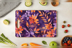 Purple Orange Watercolor Floral Cutting Boards sublimation D Product Image 3