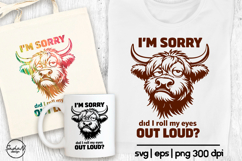 Highland Cow Svg, Sarcastic Quote, Sublimation Design Product Image 1