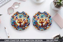 Squirrel Car Coaster Sublimation, 4th Of July Coaster PNG Product Image 1