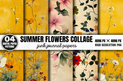 Summer Flowers Collage Journal Paper JPG Product Image 1