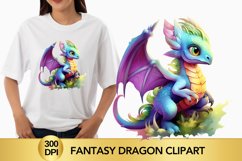 Watercolour Fantasy Dragon Clipart Product Image 1