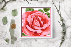 3D Red Rose SVG / Red Roses layered paper cut template Product Image 3