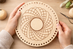 12 inch round basket base with spirograph engraving digital Product Image 2