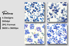 Blueberry Botanical Digital Paper Product Image 3