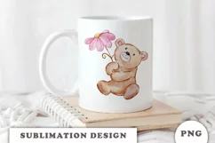 Watercolor Valentine's Day Teddy Bear PNG Product Image 3